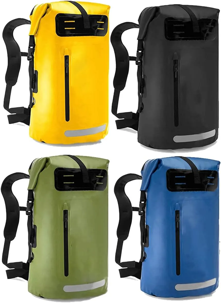 Outdoor PVC Waterproof Dry Backpack Water Floating Bag Roll Top Sack, Dry Backpack Waterproof Surfing Swimming Kayaking (Grey,55L)