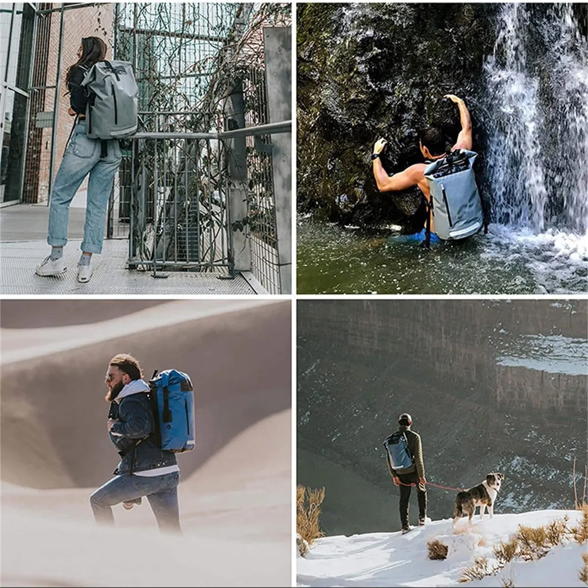 Outdoor PVC Waterproof Dry Backpack Water Floating Bag Roll Top Sack, Dry Backpack Waterproof Surfing Swimming Kayaking (Grey,55L)