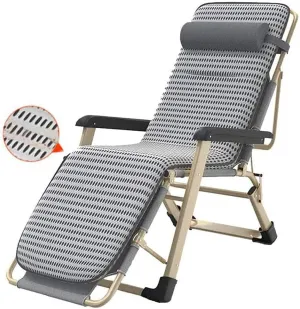 Outdoor Reclining Chair Sun Lounger Garden Chairs Folding Deck Chair Recliner Lounger Chair Reclining Sun Chair for Beach Camping with Removable Cu