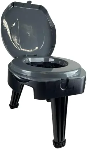 Outdoor Trail Portable 14.5in Folding Camp Toilet, 1 gal Capacity, 14.50"" x 14.50"" x 14.50"", Black