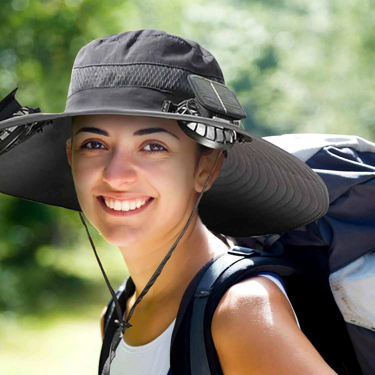 Outdoor Ultralight Wide Brim Solar Fan Hat, Built-in Solar Power Panel & USB Charging Fishing Hats