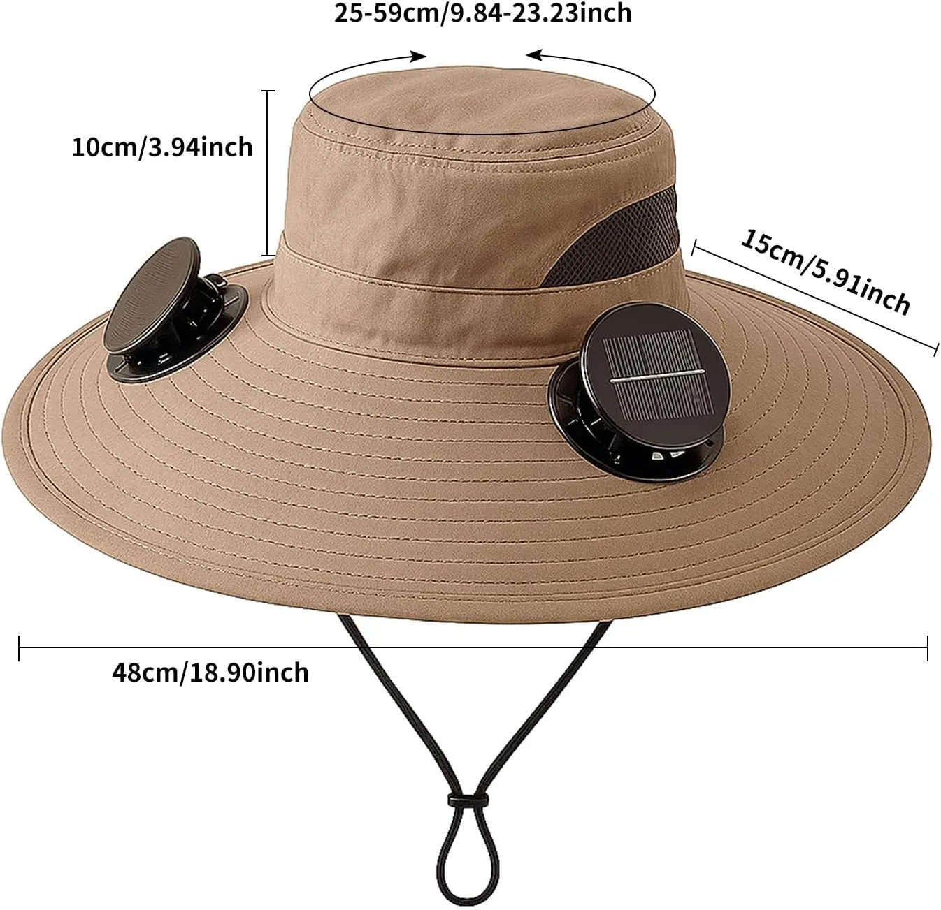 Outdoor Ultralight Wide Brim Solar Fan Hat, Built-in Solar Power Panel & USB Charging Fishing Hats