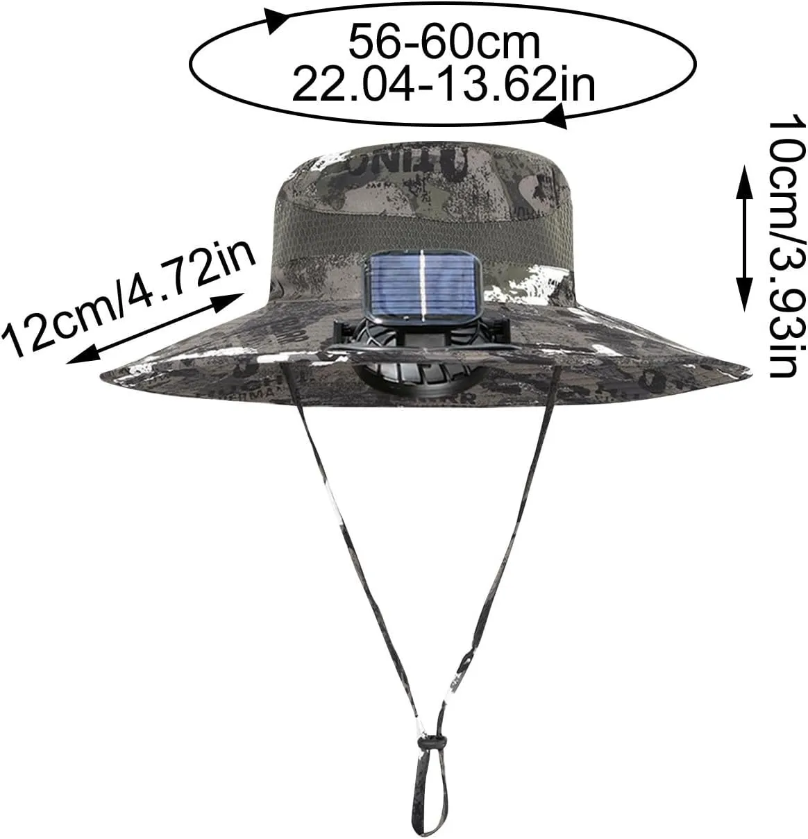 Outdoor Wide Brim Solar Fan Hat, Hat with Fans Solar Power, Removable & USB Charging Fan