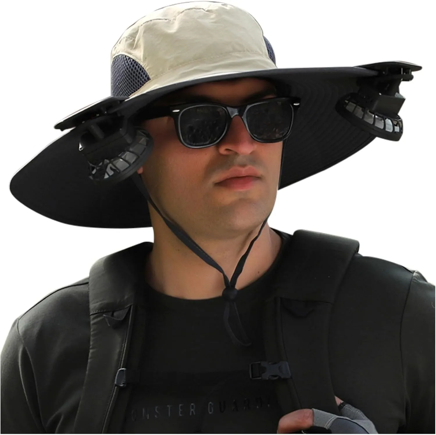 Outdoor Wide Brim Sun Hat with 2 Solar Fan, Colitt - Fishing Hat with Built in Fan Sun Bucket Hats for Men&Women