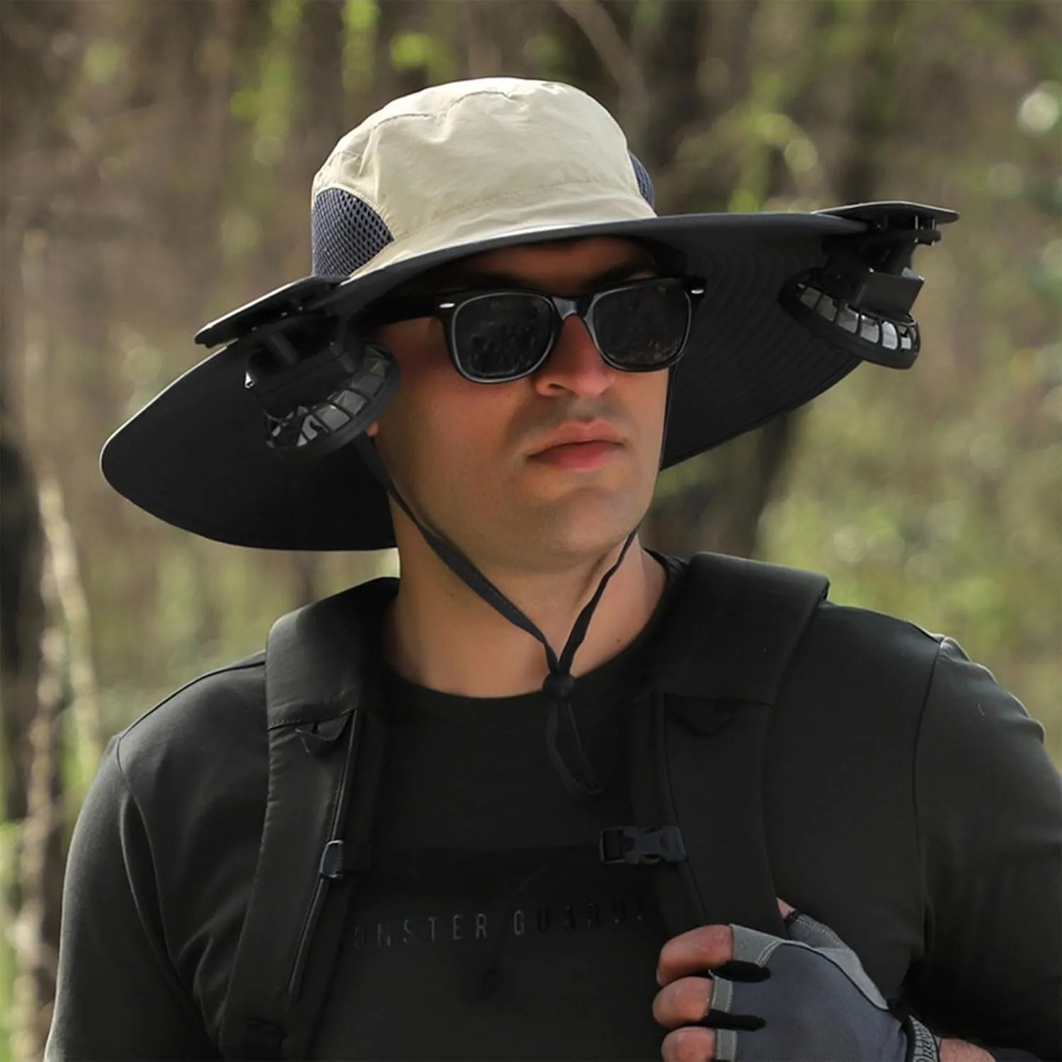 Outdoor Wide Brim Sun Hat with 2 Solar Fan, Colitt - Fishing Hat with Built in Fan Sun Bucket Hats for Men&Women