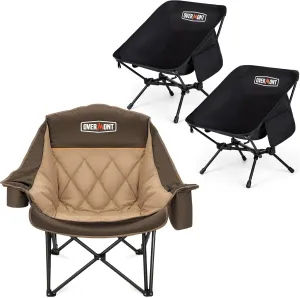 Overmont Oversized XL Camping Chair for Adults Ultralight Portable Camping Chair Combo