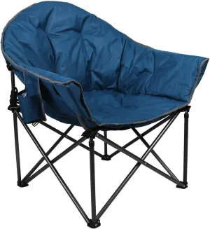 Oversized Camping Chair Padded Moon Round Saucer Recliner with Folding Cup Holder Carry Bag Heavy Duty 350LBS for Camping Lawn Sports (Faience)