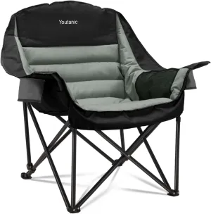 Oversized Camping Chair, Portable Folding Camping Chairs with Side Pocket, Cup Holder and Carry Bag, Heavy Duty Outdoor Camping Chairs for Adults, Fishing, Sports, Trip, up to 400lbs, Style 4