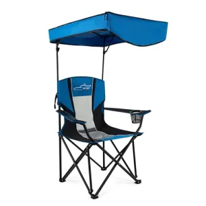 Oversized Camping Lounge Chair w/ Adjustable Shade Canopy for Outdoor Sports