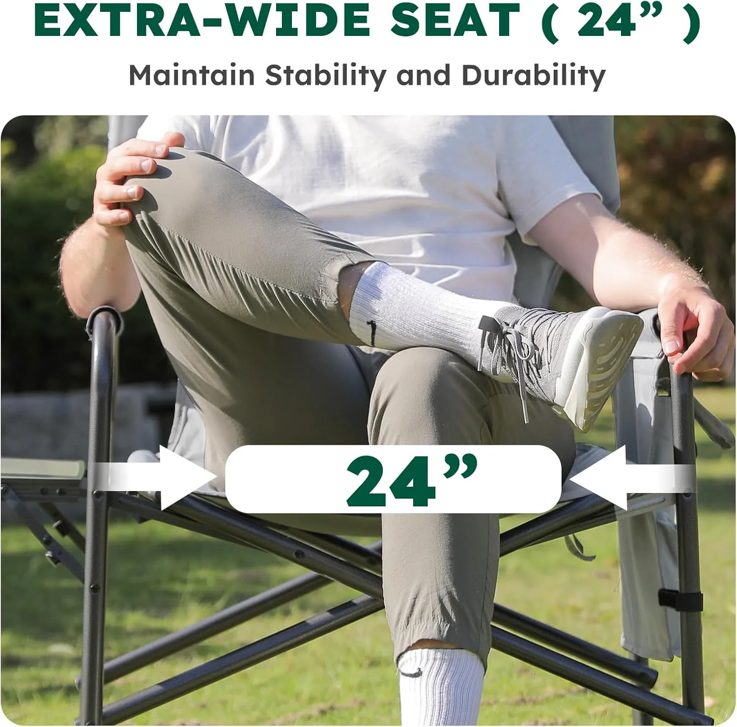Oversized Directors Camping Chair Set of 2 Support 600 LBS, Heavy Duty Folding Outdoor Chairs with Detachable Side Pocket and Adjustable Side Table for Outside Beach,Lawn,Fishing (Green)