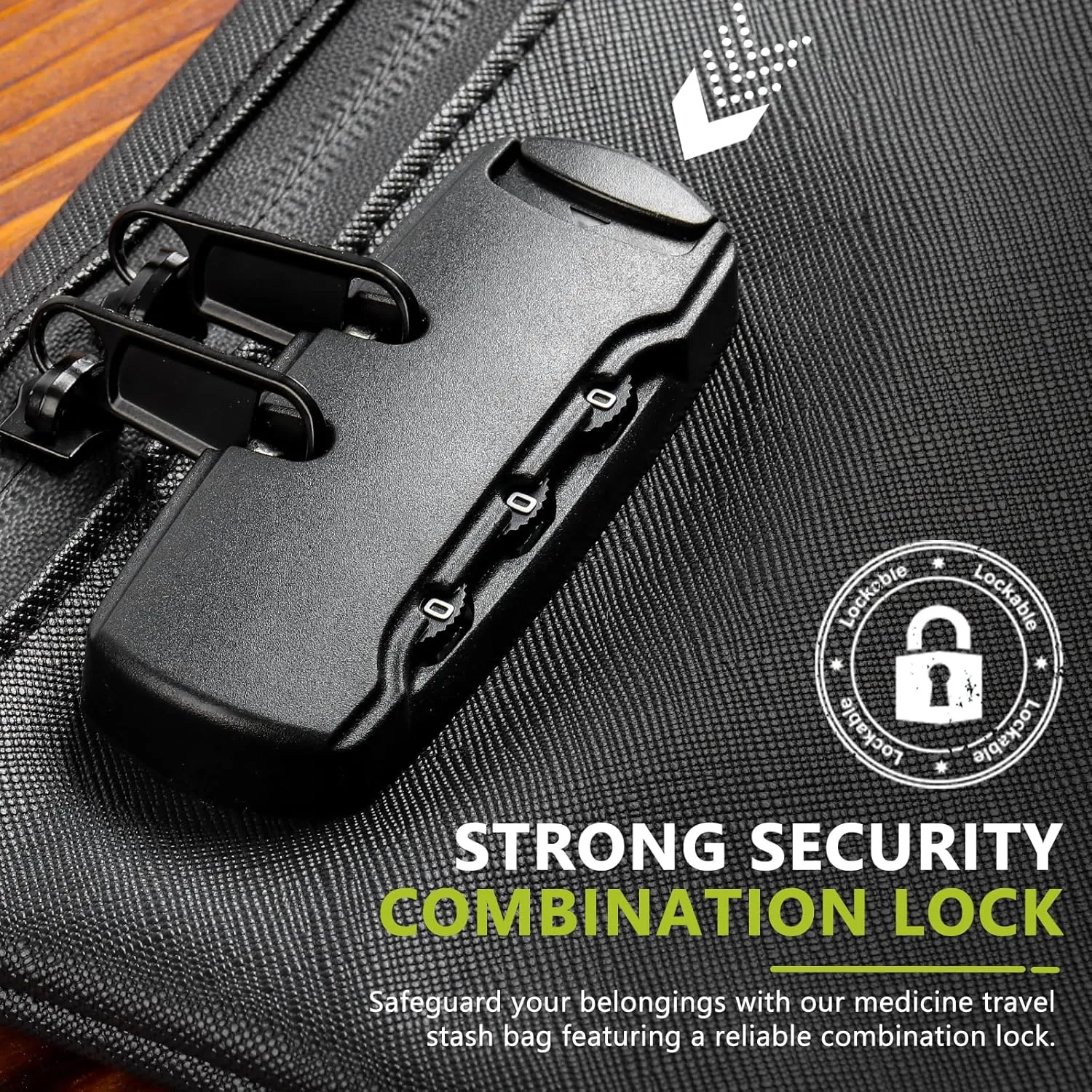 OZCHIN Smell Proof Bag with Combination Lock 10'' X 7'' Locking Bag PU Leather Waterproof Lockable Case Great Gifts Ideal