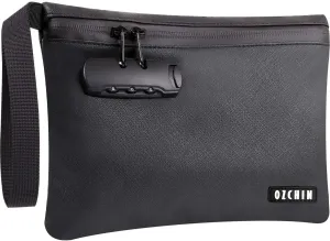 OZCHIN Smell Proof Bag with Combination Lock 10'' X 7'' Locking Bag PU Leather Waterproof Lockable Case Great Gifts Ideal