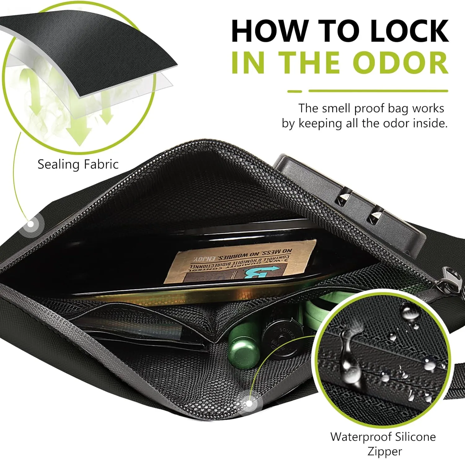 OZCHIN Smell Proof Bag with Combination Lock 10'' X 7'' Locking Bag PU Leather Waterproof Lockable Case Great Gifts Ideal