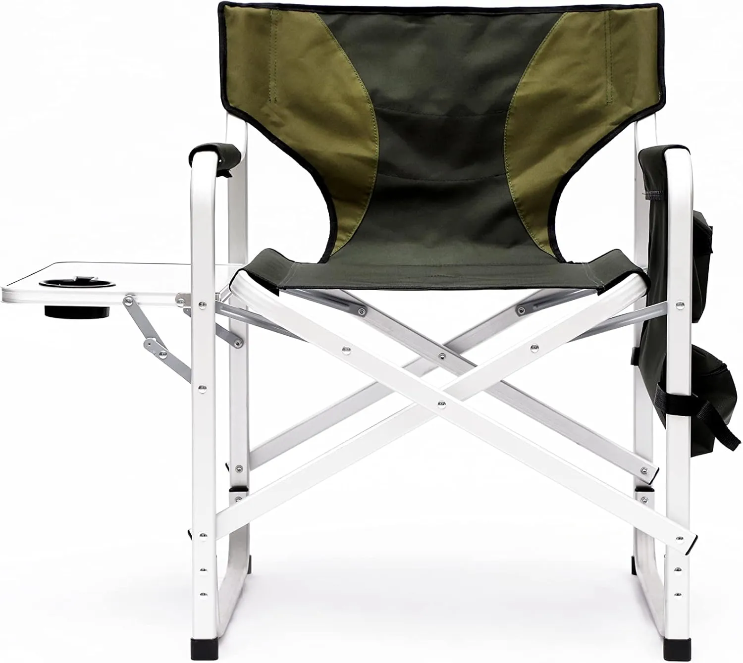 Padded Folding Outdoor Chair with Side Table and Storage Pockets,Lightweight Oversized Directors Chair for Indoor, Outdoor Camping, Picnics and Fishing,Green (Green)