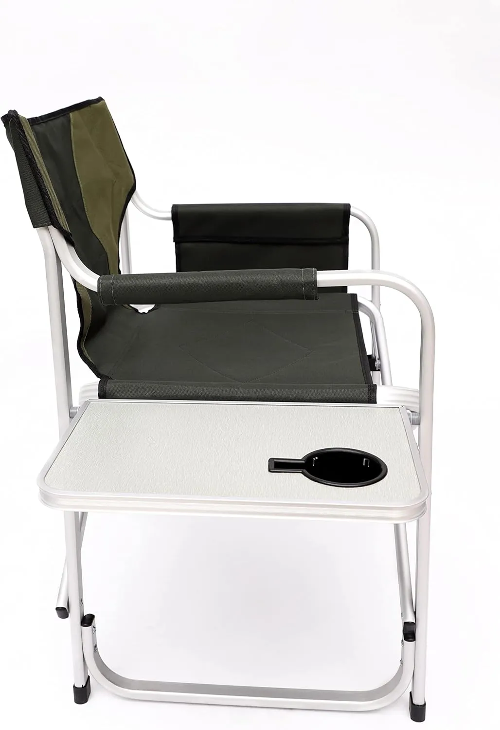 Padded Folding Outdoor Chair with Side Table and Storage Pockets,Lightweight Oversized Directors Chair for Indoor, Outdoor Camping, Picnics and Fishing,Green (Green)