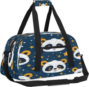 Panda Stars Kids Overnighter Duffel Bags for Boys, Carry-On Size Sports Gym Bag with Front Zipper Pocket for School Practice or Overnight Travel Weekender Sleepover Tote Bag