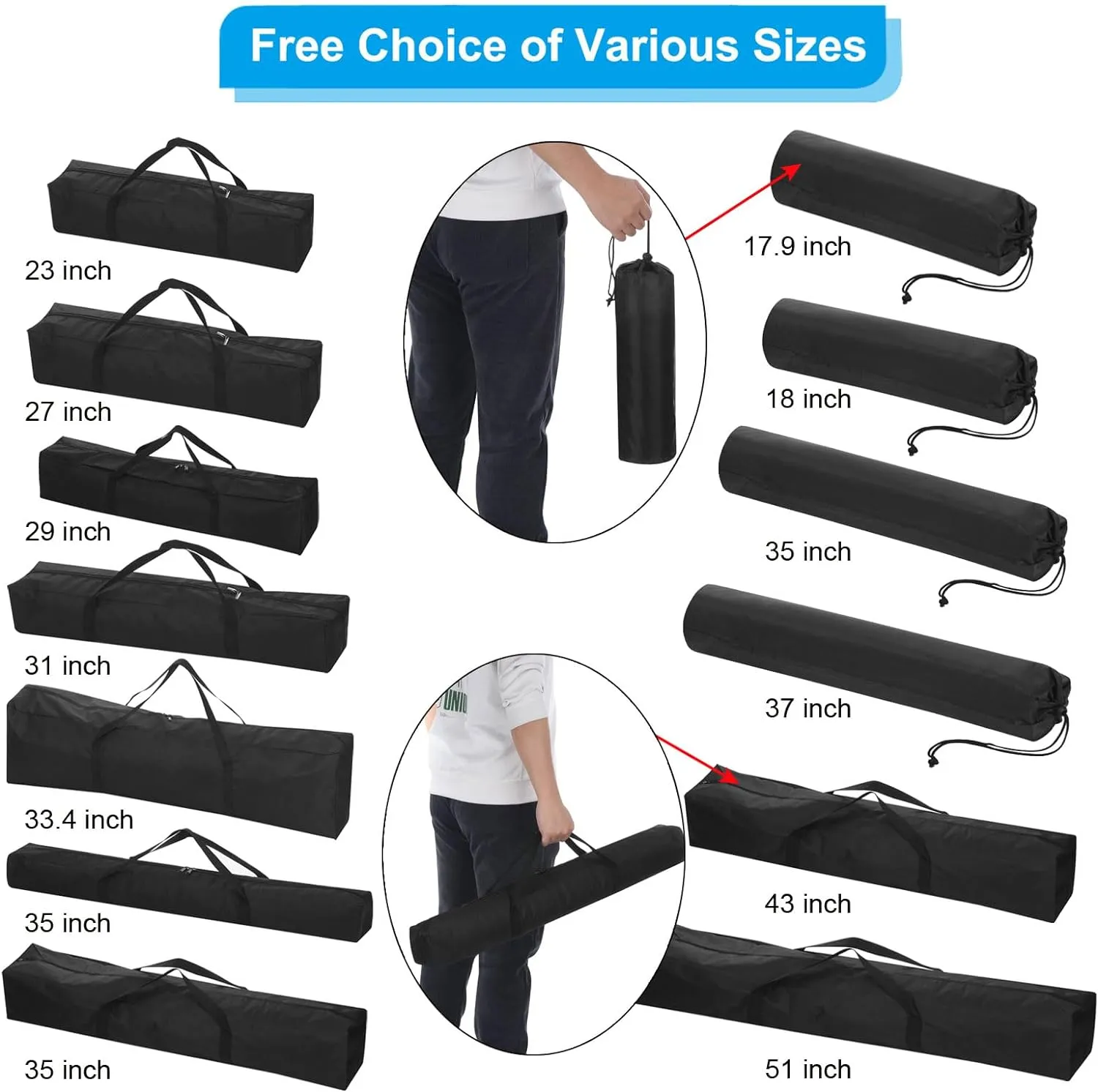 PATIKIL 43 Inch Camp Chair Replacement Bag Nylon Folding Chair Carrying Storage Bag for Beach Chair with Large Zipper Shoulder Strap for Camping Travel, Black
