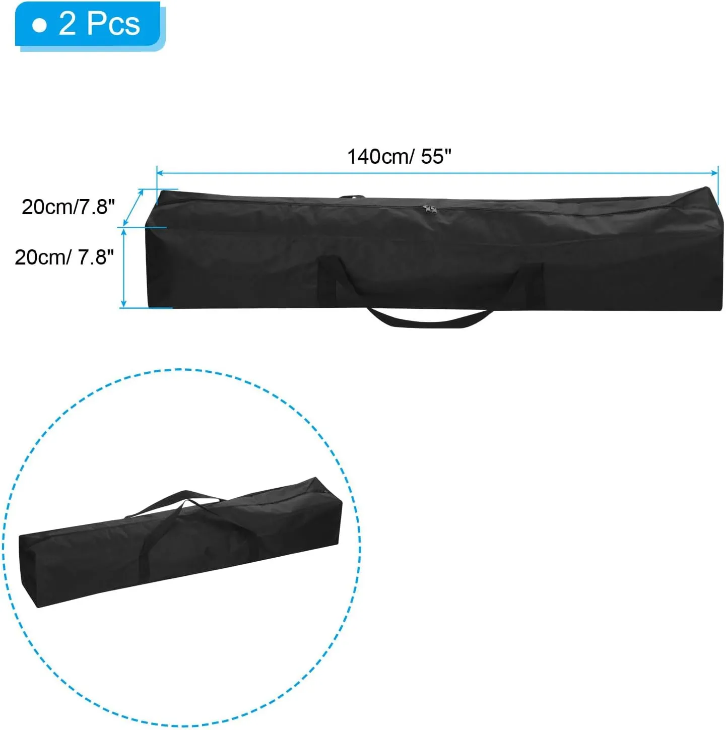 PATIKIL 55 Inch Camp Chair Replacement Bag, 2 Pack Nylon Folding Chair Carrying Storage Bag for Beach Chair with Large Zipper Shoulder Strap for Camping Travel, Black