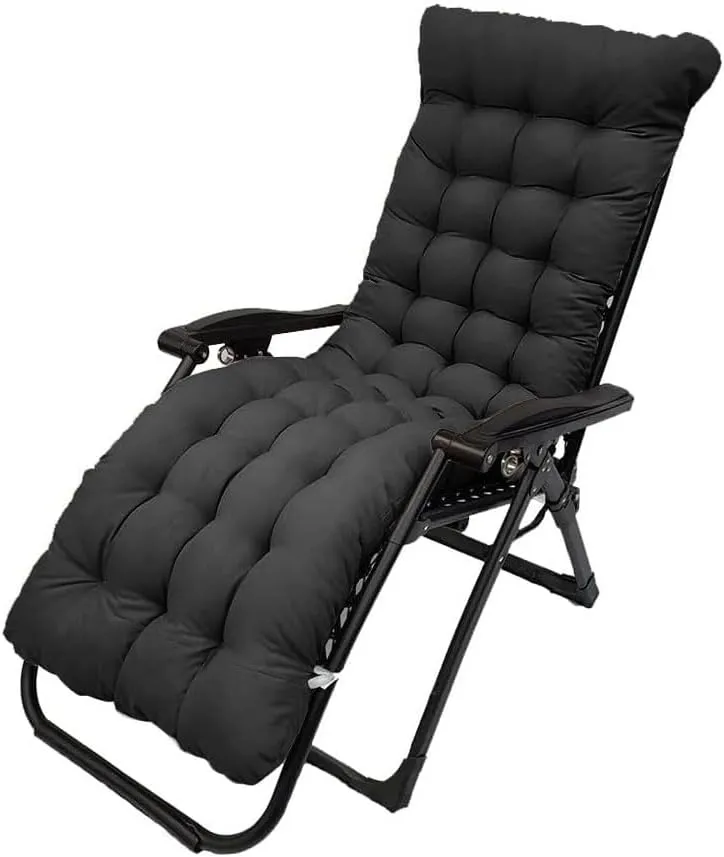 Patio Chaise Lounger Cushion,61in Lounge Chair Recliners Chair Cushions,Thicker Padded Chaise Lounger Swing Bench Cushion for Outdoor Indoor Home Office (Black)