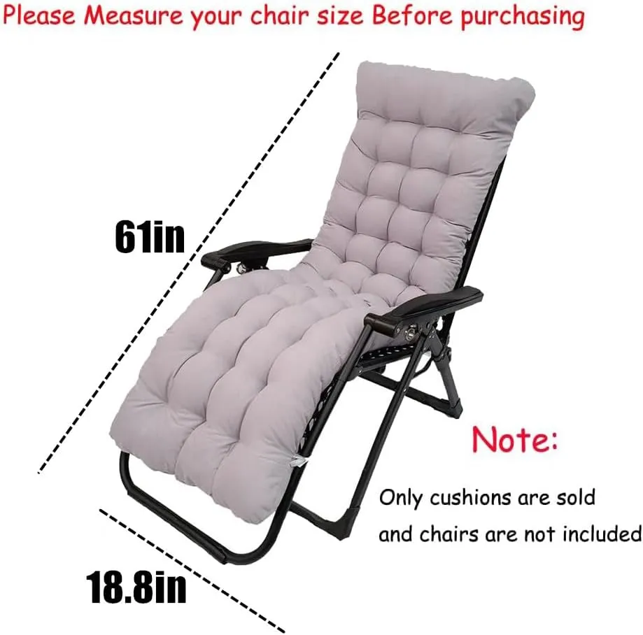 Patio Chaise Lounger Cushion,61in Lounge Chair Recliners Chair Cushions,Thicker Padded Chaise Lounger Swing Bench Cushion for Outdoor Indoor Home Office (Coffee)