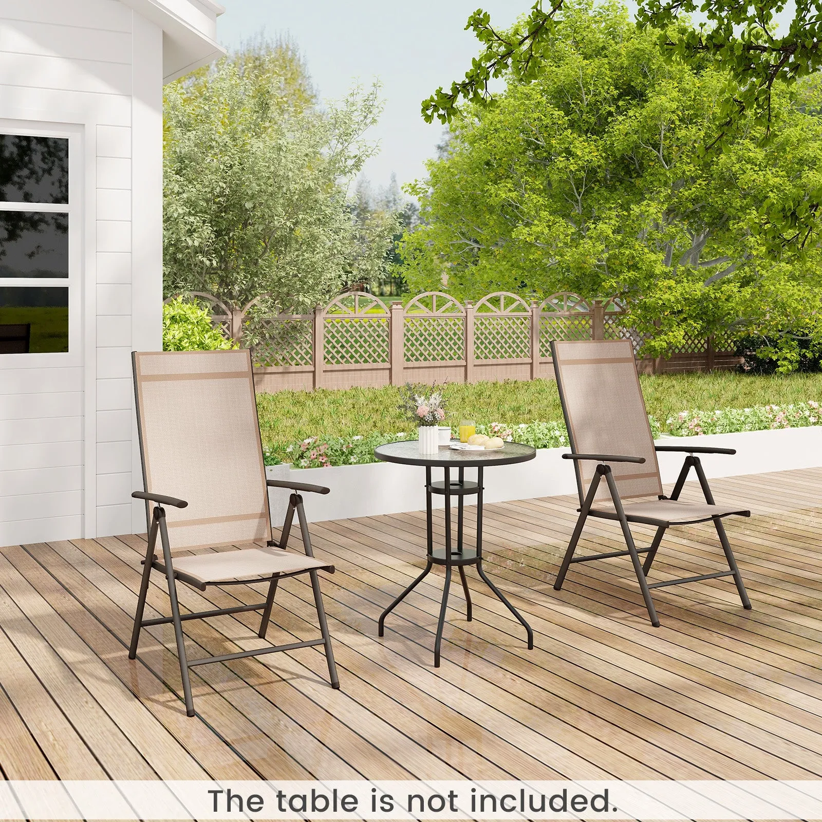 Patio Folding Dining Chairs Outdoor Sling Chairs with 7-Level Adjustable High Backrest