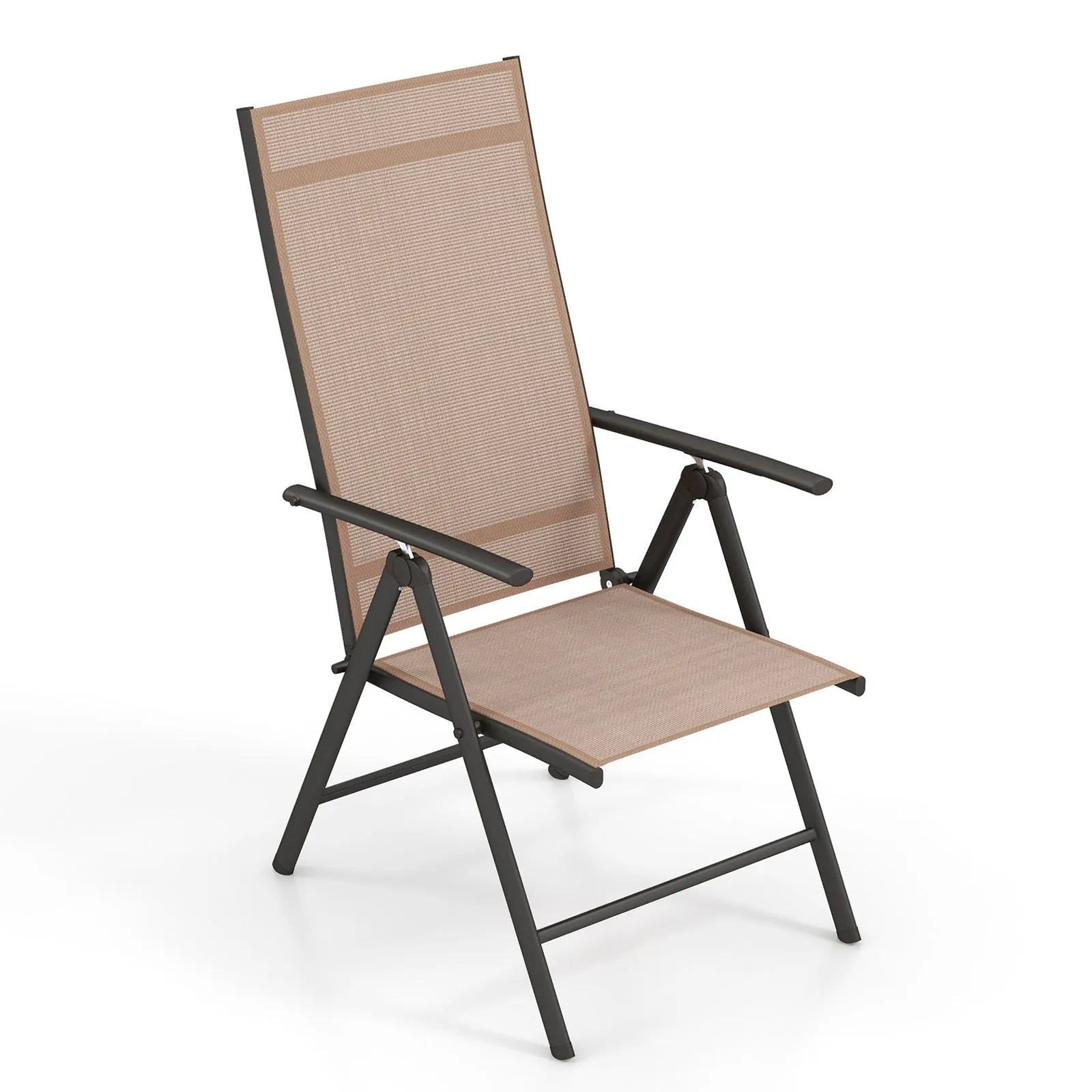 Patio Folding Dining Chairs Outdoor Sling Chairs with 7-Level Adjustable High Backrest