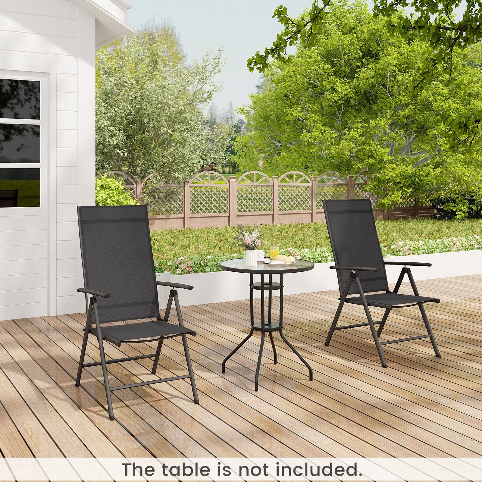 Patio Folding Dining Chairs Outdoor Sling Chairs with 7-Level Adjustable High Backrest
