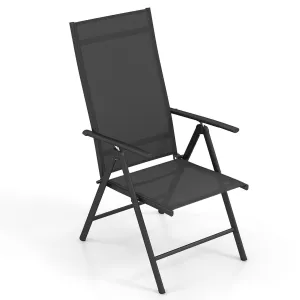 Patio Folding Dining Chairs Outdoor Sling Chairs with 7-Level Adjustable High Backrest