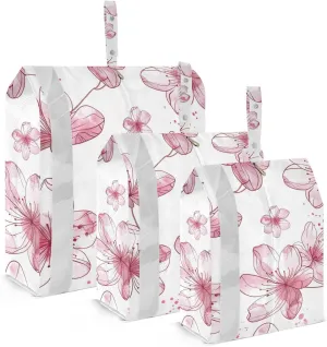 Peach Blossom Travel Storage Bag with Lanyard - Portable Lightweight Classified Storage Bag with Zipper, Dust and Waterproof Travel Packing Cube for Suitcase,3 Pieces