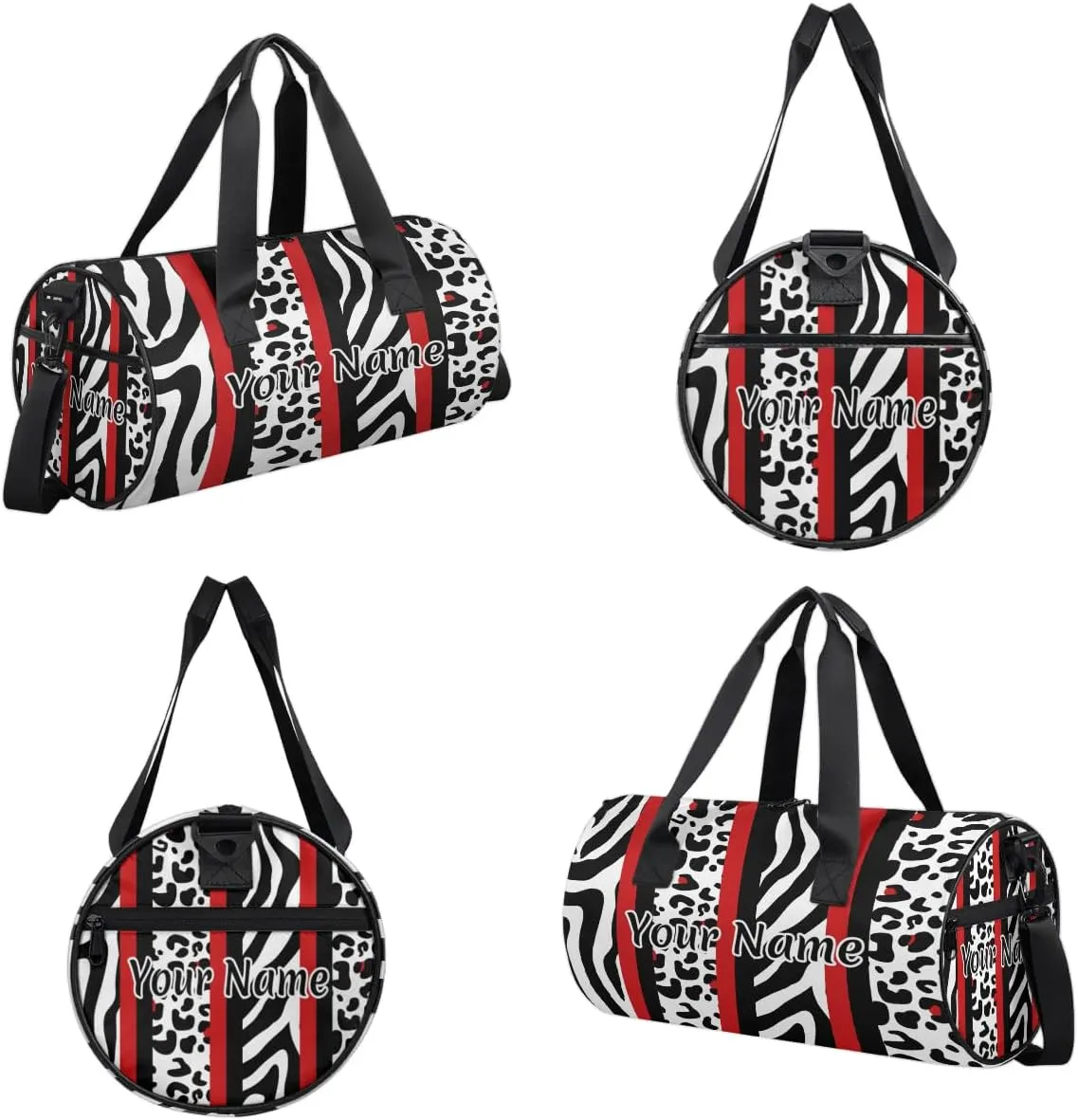 Personalized Duffel Bag for Women, Custom Leopard Print Gym Bag for Sports, Waterproof Dance Bag with Name, Lightweight Carryon Gym Bag, Zebra Print
