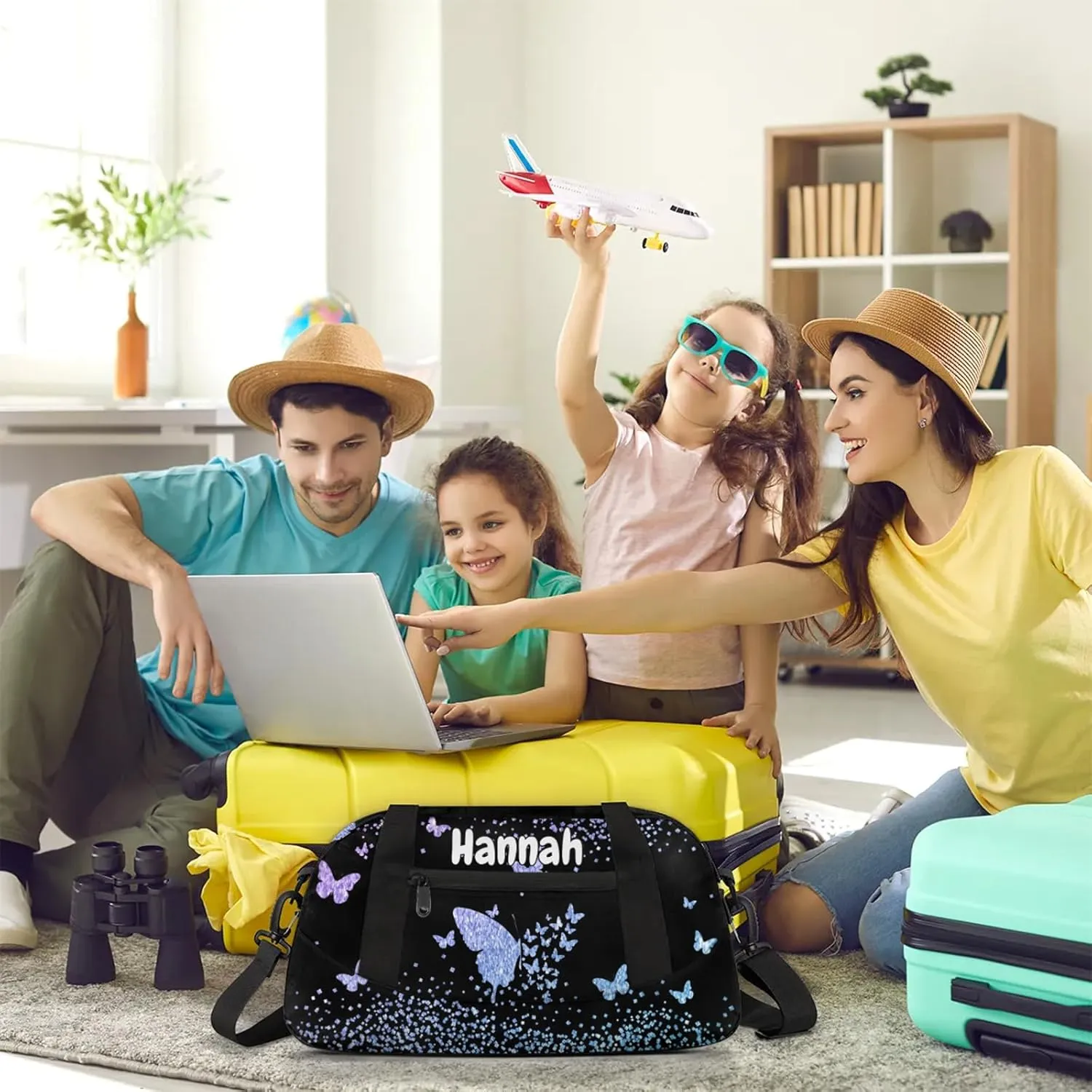 Personalized Duffel Bag with Name Butterfly Custom Travel Sports Bag for Women Men Waterproof Dance Ballet Bag Lightweight 18.5in, Gradient Blue