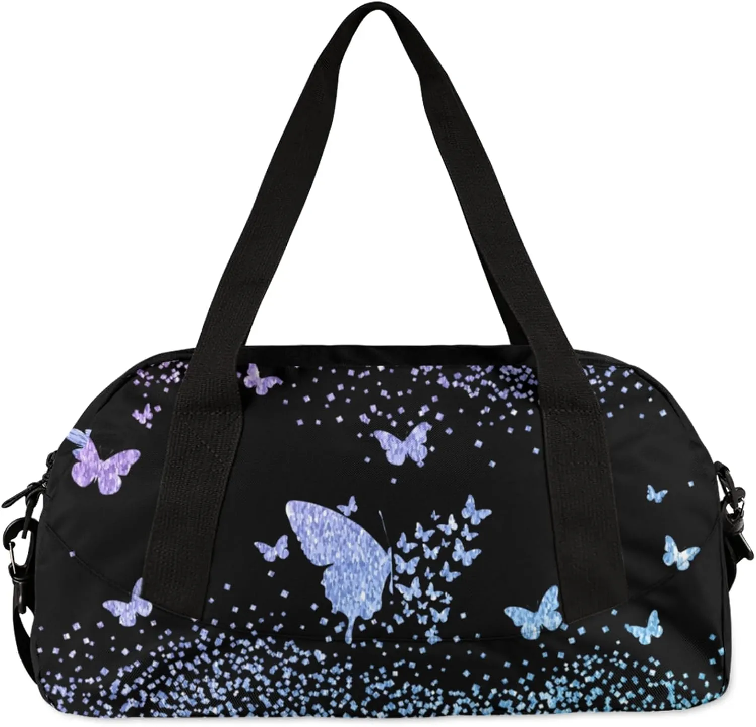 Personalized Duffel Bag with Name Butterfly Custom Travel Sports Bag for Women Men Waterproof Dance Ballet Bag Lightweight 18.5in, Gradient Blue