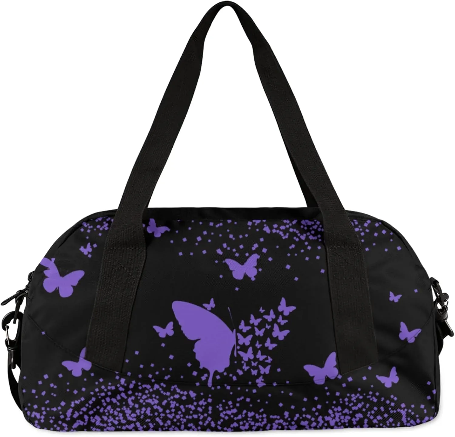 Personalized Duffel Bag with Name Butterfly Custom Travel Sports Bag for Women Men Waterproof Dance Ballet Bag Lightweight 18.5in, Purple