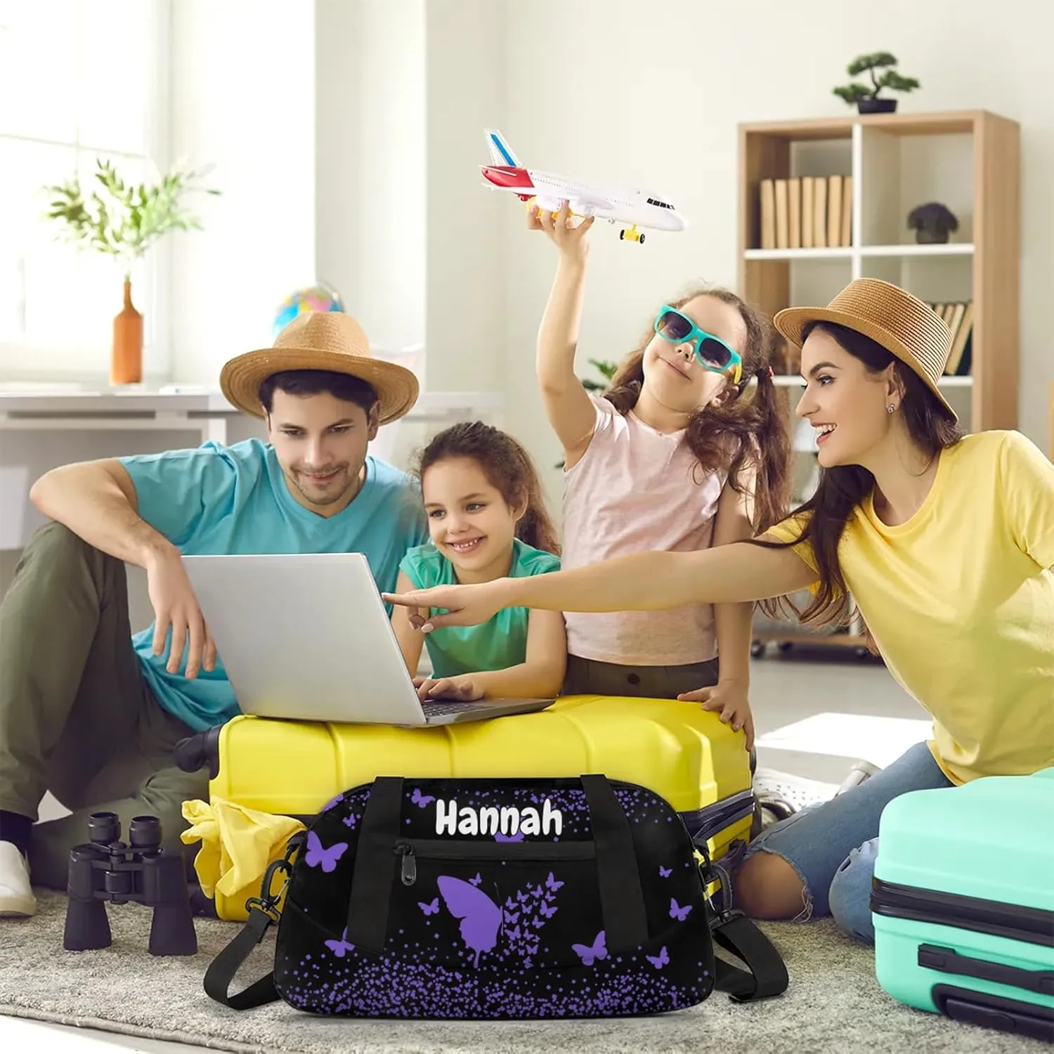 Personalized Duffel Bag with Name Butterfly Custom Travel Sports Bag for Women Men Waterproof Dance Ballet Bag Lightweight 18.5in, Purple