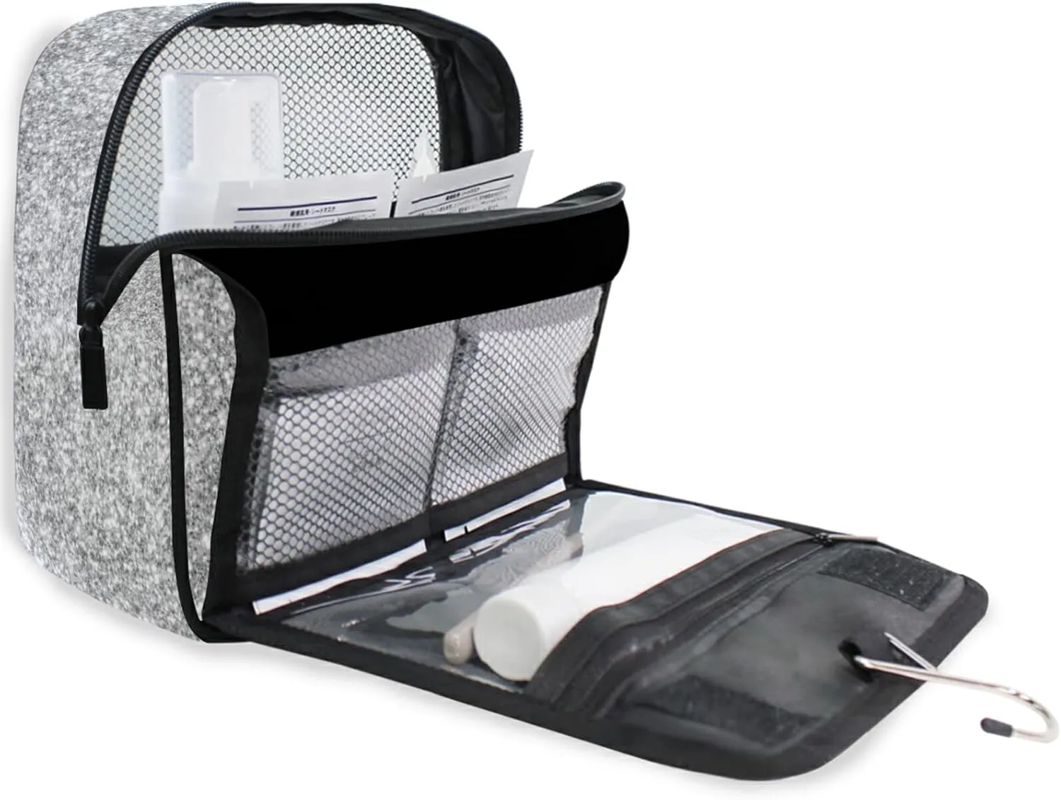Personalized Hanging Travel Toiletry Bag Cosmetic Makeup Bag Pouch Organizer for Women and Girls Waterproof Silver Glitter