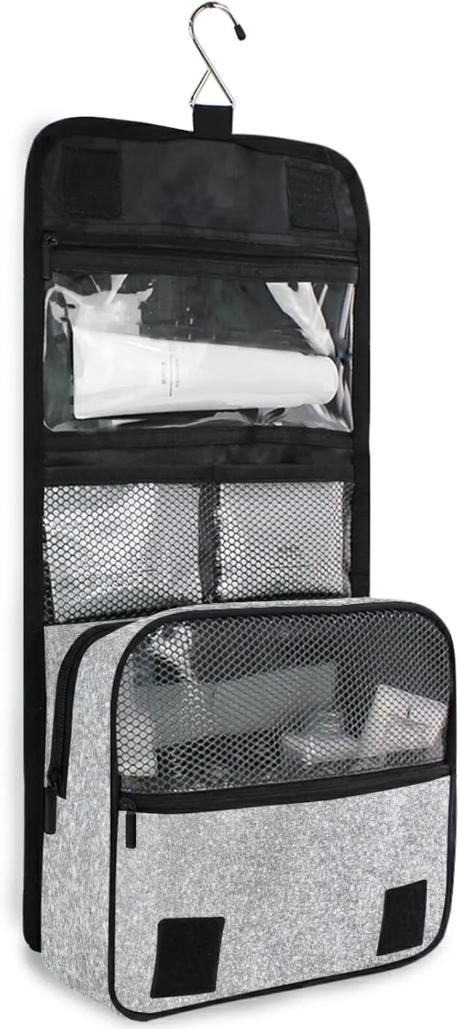 Personalized Hanging Travel Toiletry Bag Cosmetic Makeup Bag Pouch Organizer for Women and Girls Waterproof Silver Glitter