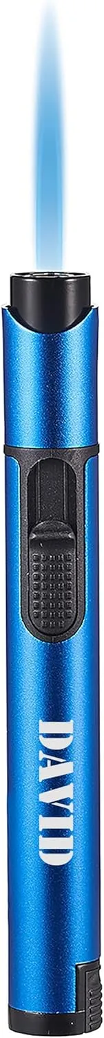 Personalized Visol Stormy Butane Torch Lighter Single Flame Refillable Gas Lighter, Built-in Punch, Detachable Holder and Poker, Fuel Window with Free Engraving (Shipped Without Butane) (Blue)