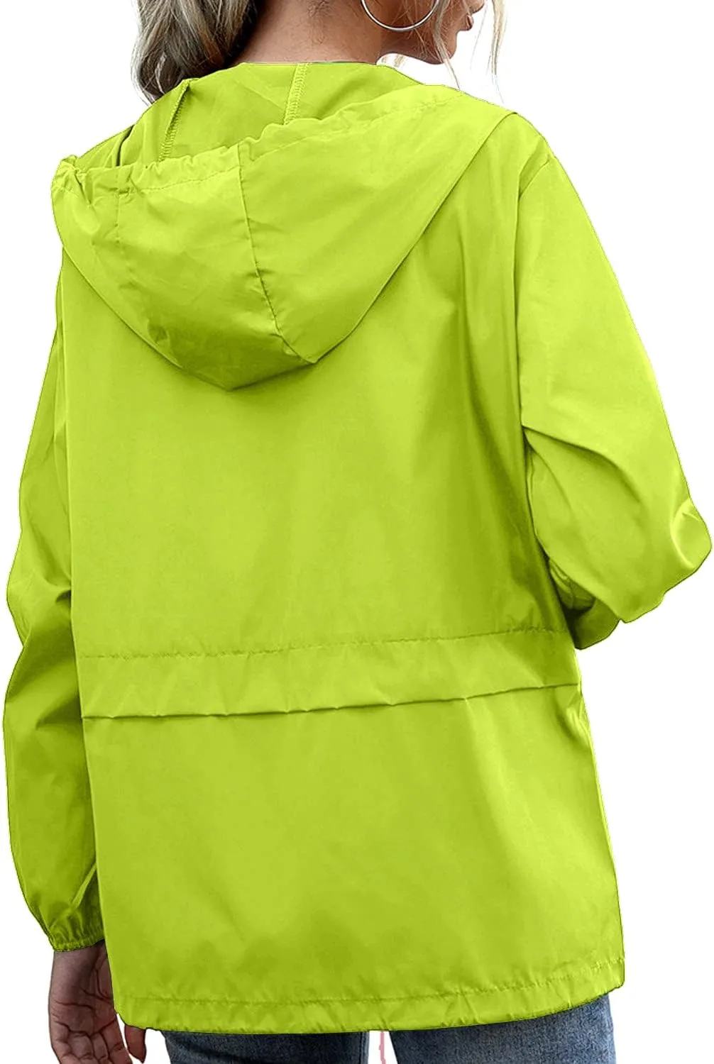 PESION Women's Waterproof Raincoat Lightweight Rain Jacket Hooded Windbreaker with Pocket for Outdoor