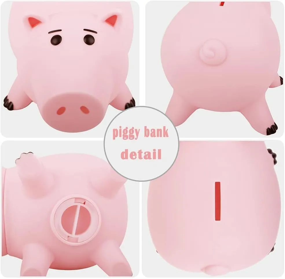 PHOCAS Hairphocas Cute Pink Pig Money Box Plastic Piggy Bank for Kid's Xmas Christmas Birthday Gift with Box