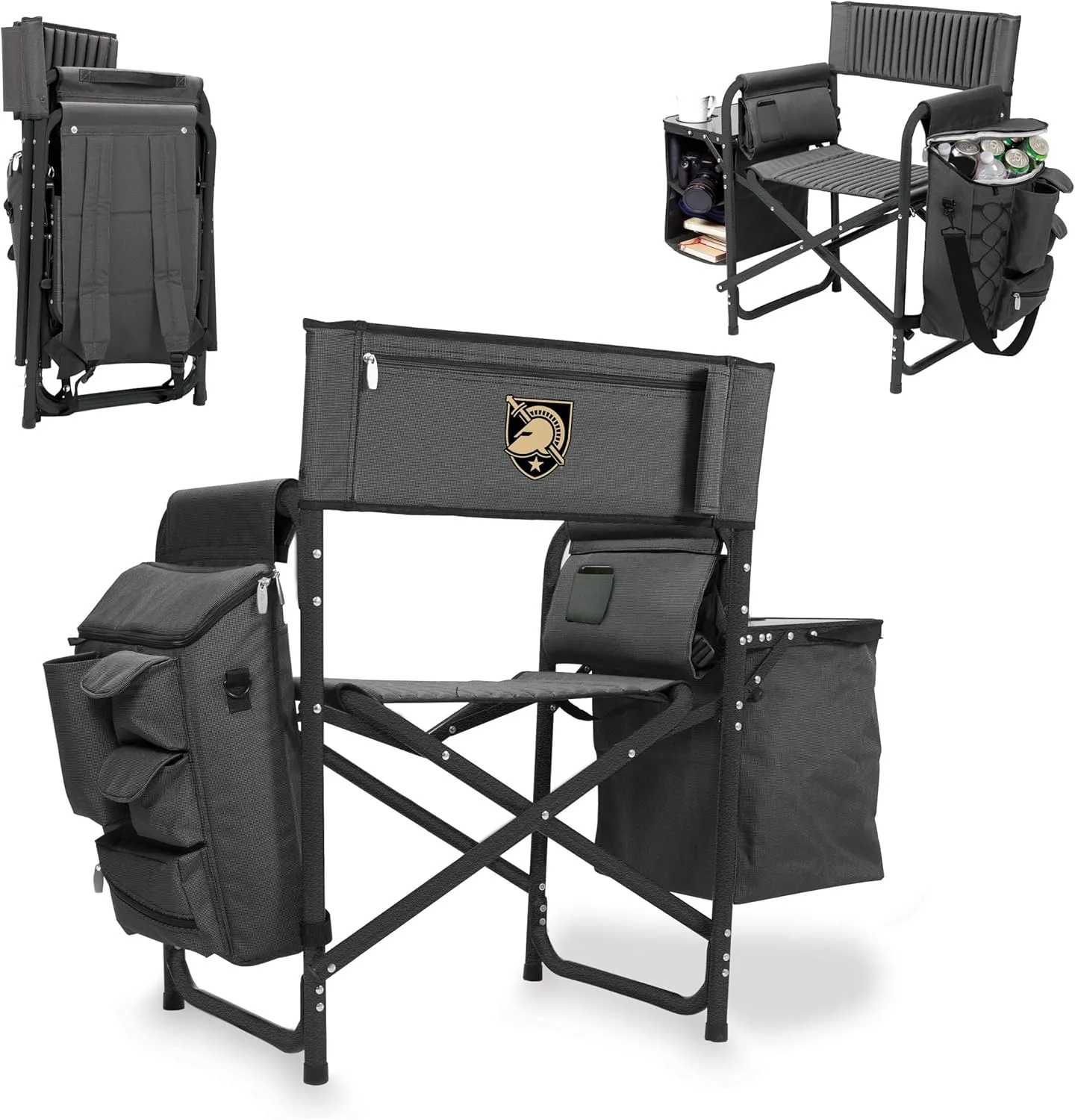 PICNIC TIME Fusion Backpack Chair with Cooler Outdoor Furniture, One Size, Dark Gray with Black Accents