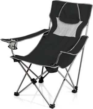 PICNIC TIME NCAA Iowa Hawkeyes Campsite Camping Chair, Picnic Chair, Outdoor Folding Chair with Carry Bag, Beach Chair, (Black with Gray Accents)