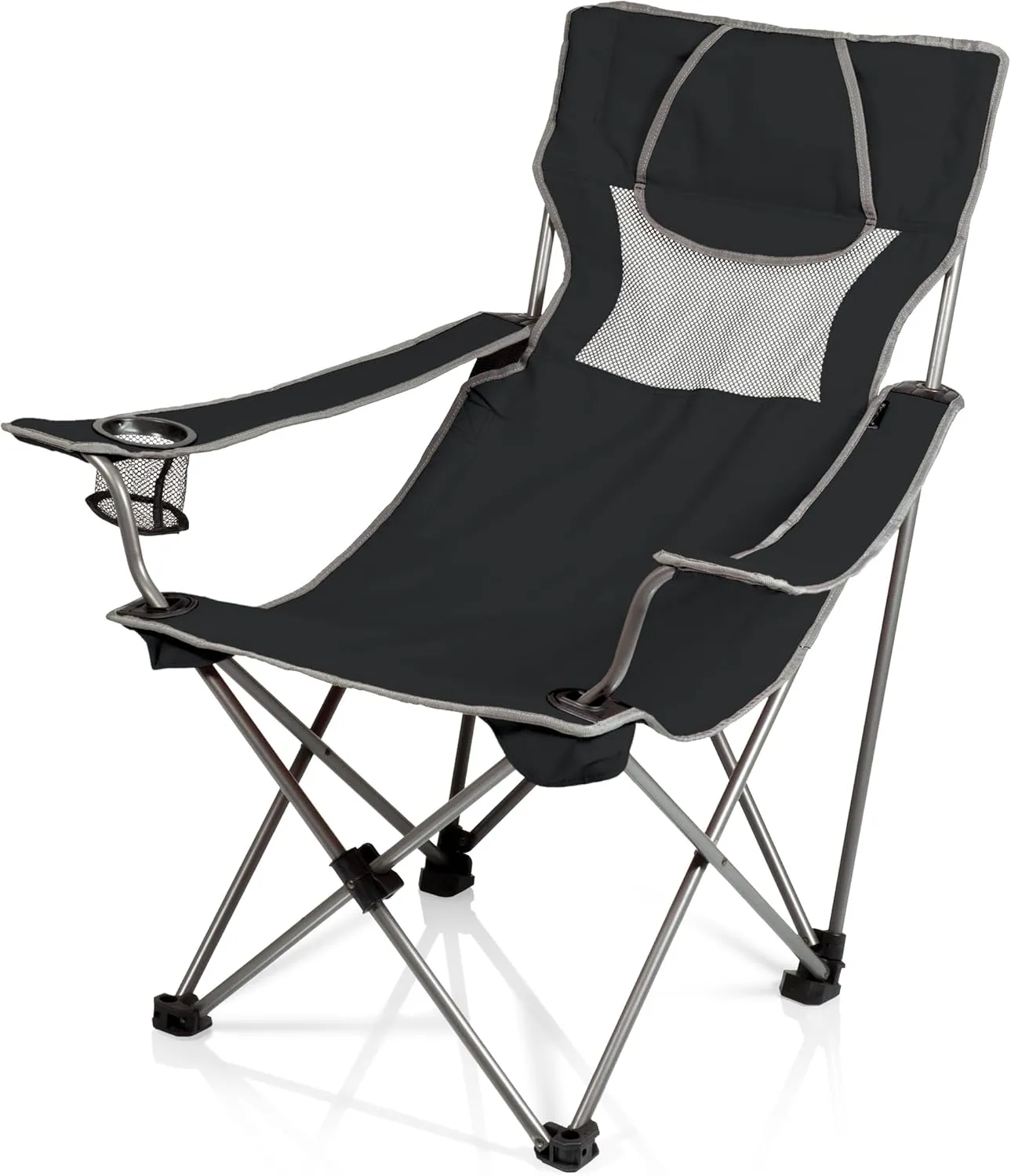 PICNIC TIME NCAA Iowa Hawkeyes Campsite Camping Chair, Picnic Chair, Outdoor Folding Chair with Carry Bag, Beach Chair, (Black with Gray Accents)