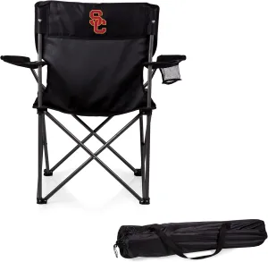 PICNIC TIME NCAA PTZ Camp Chair, Picnic Chair, Beach Chair with Carrying Bag, (Black)