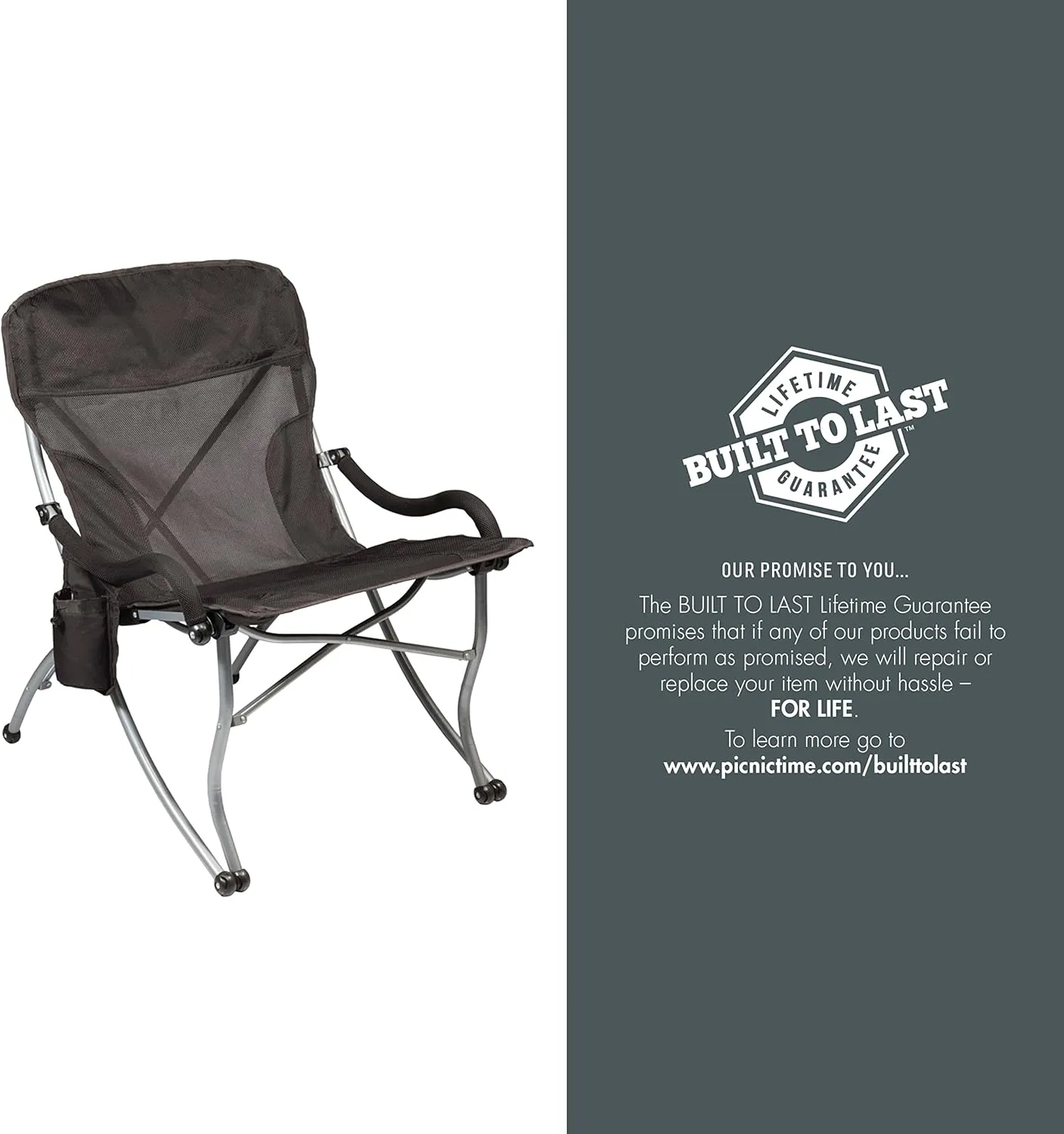 PICNIC TIME NFL PT-XL Heavy Duty Camping Chair, XL Beach Chair, 400 lb Capacity Camp Chair