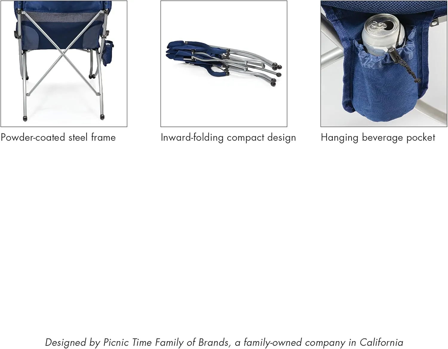 PICNIC TIME NFL PT-XL Heavy Duty Camping Chair, XL Beach Chair, 400 lb Capacity Camp Chair