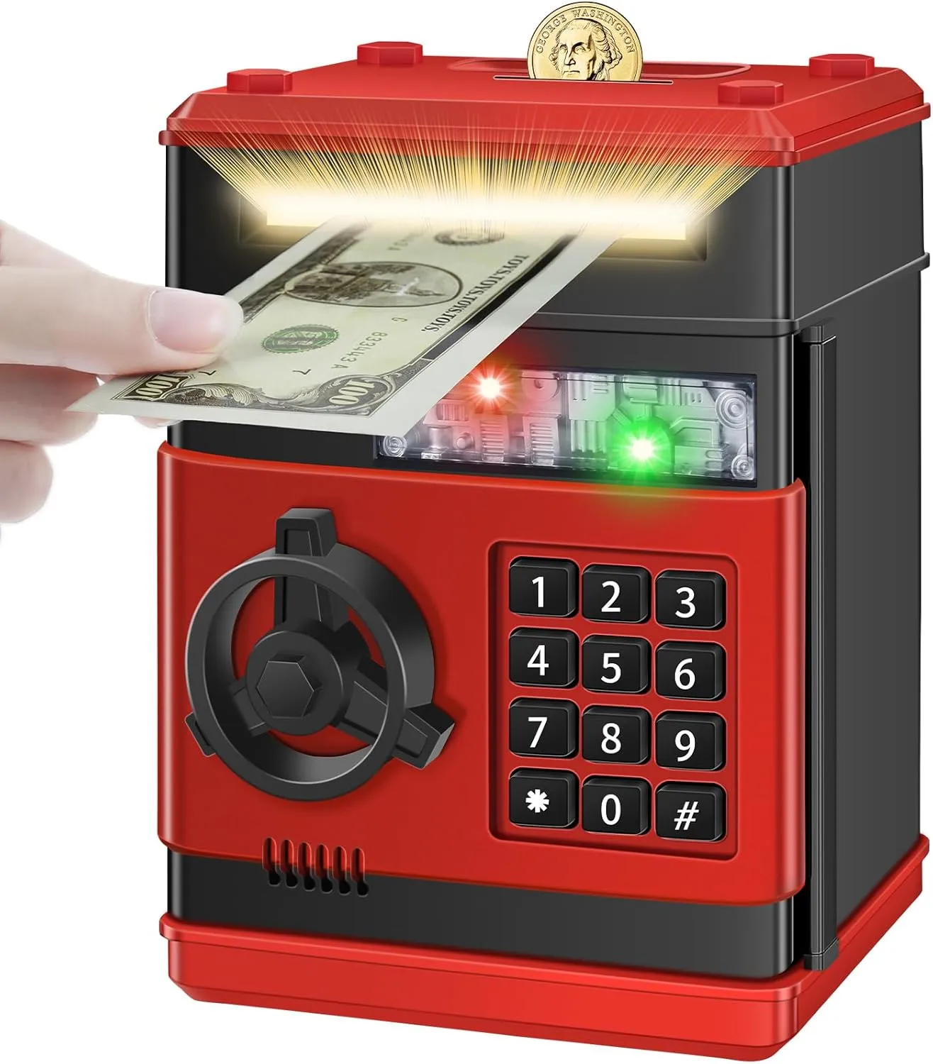 Piggy Bank for Kids, Money Bank Toys for Ages 6 7 8 10 11 12 13, Electronic Cash Coin Money Saving Box， Birthday for 8 9 10 Year Old Boys Girls