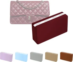 Pillow Inserts for Medium Classic Handbag, Bag Shaper Fits for Chanel Classic Flap Bag, Lightweight Memory Foam Pillows with Soft Satin (Rouge Grenat, CF Medium)
