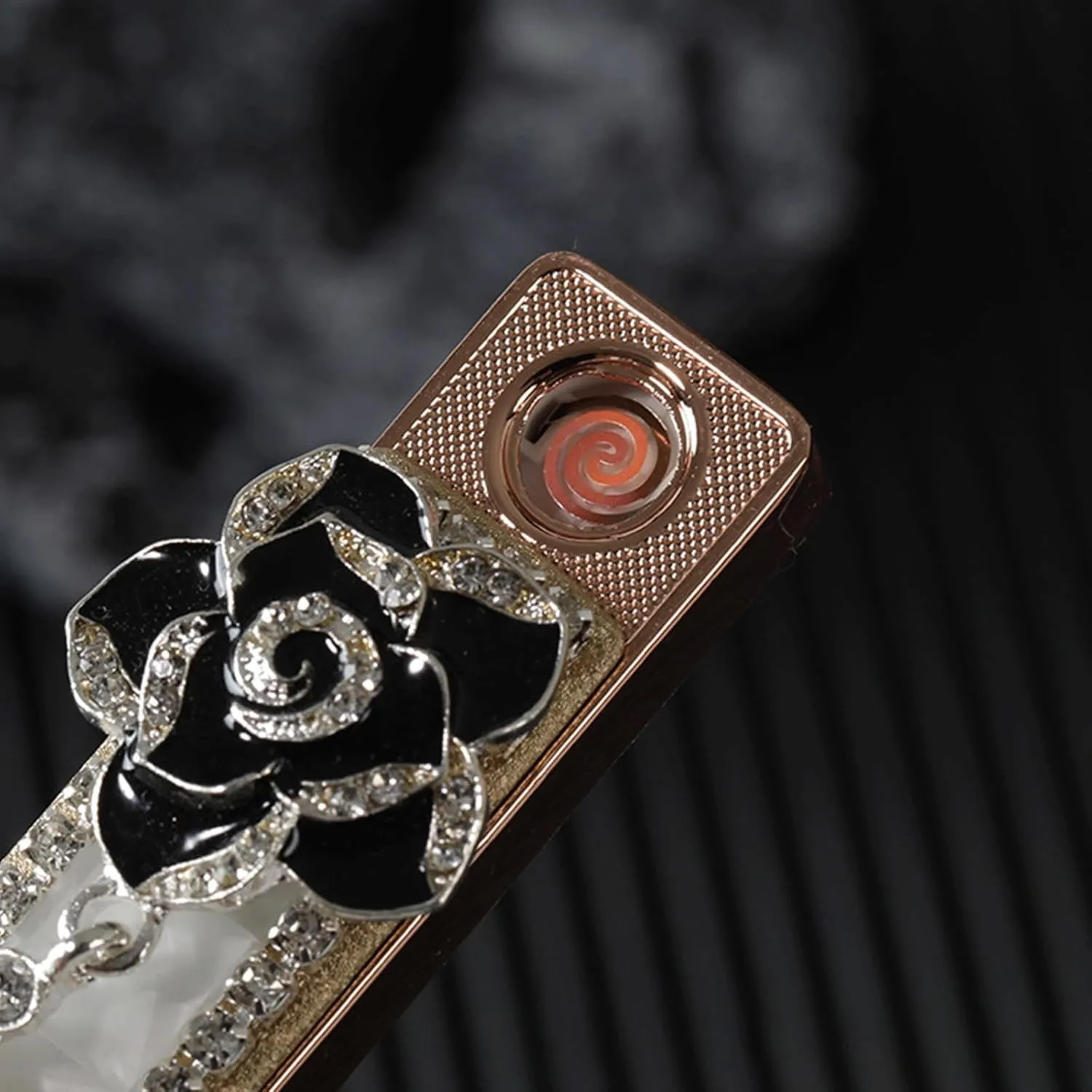 Pink Electric Lighter Plasma lighters USB Rechargeable, Windproof flameless Lighter (Color : White Butterfly)