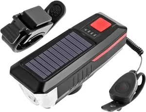pistro Solar/USB Rechargeable Headlight Bike Head Bell Lamp