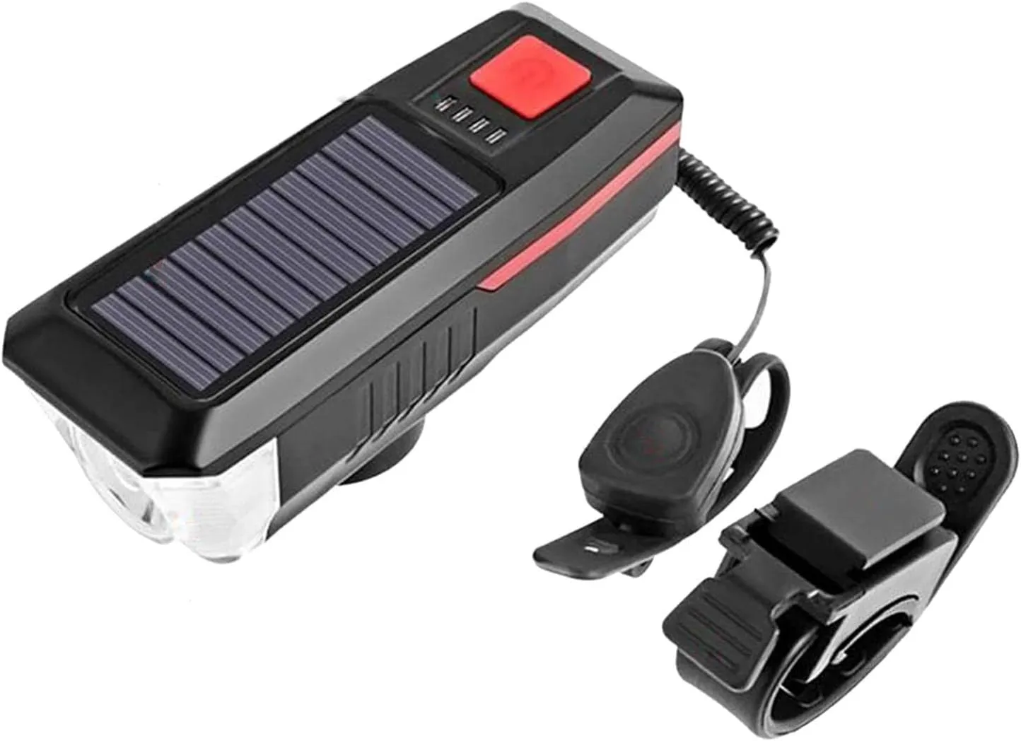 pistro Solar/USB Rechargeable Headlight Bike Head Bell Lamp
